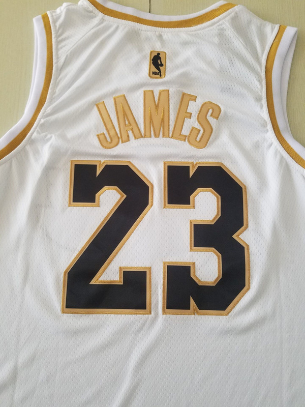 LeBron James 23 White Golden Edition Jersey