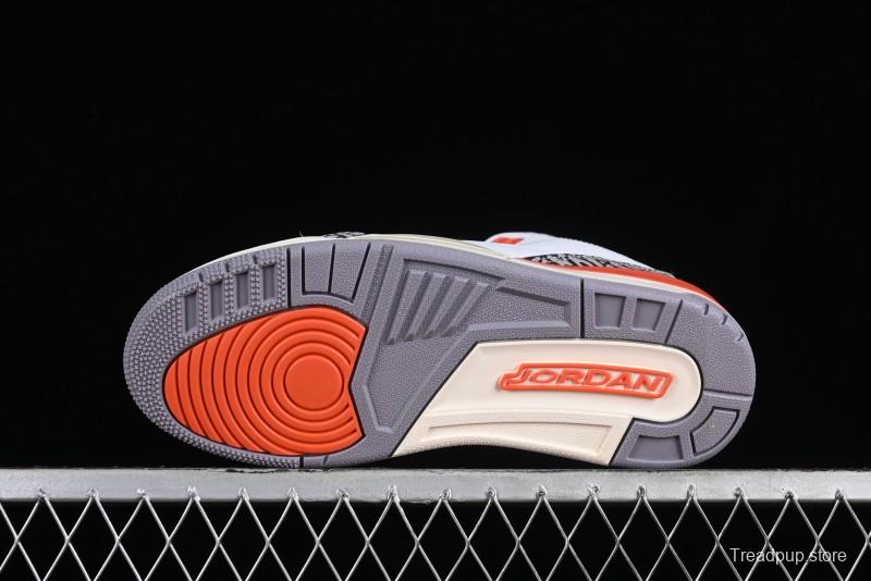 Nike Air Jordan 3 Retro Sneakers in White and Peach Orange - CK9246-121