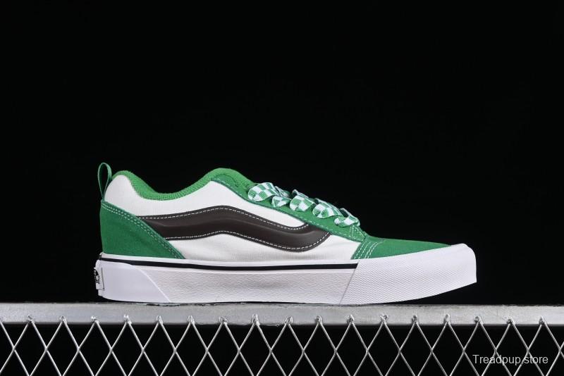 Vans Classics Knu Skool White Green Chunky Tongue Retro Sneakers - VN0009QCV0N
