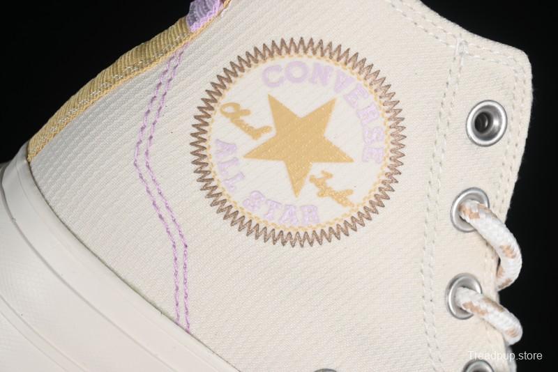 Converse Chuck All Star Lift Platform Utility White High Top Breathable Canvas Casual Shoes - A08767C