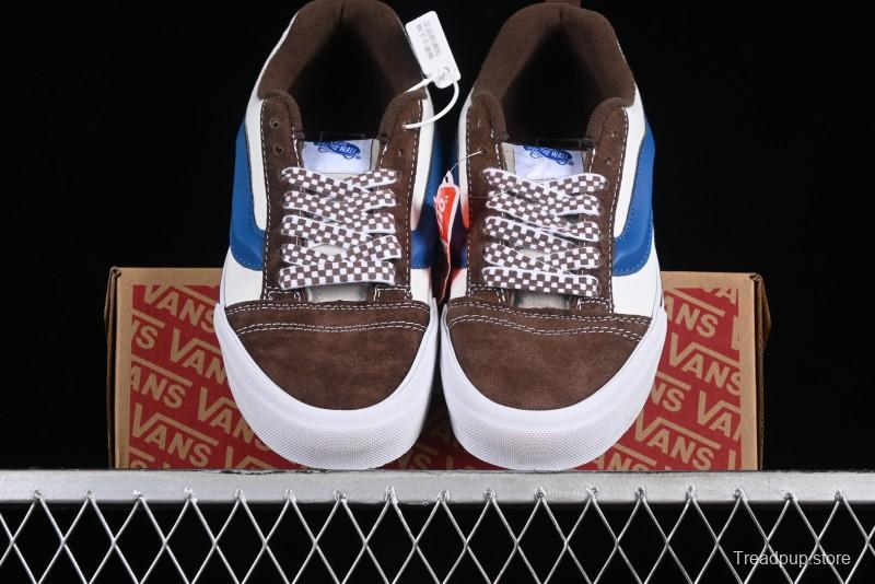Vans Classics Knu Skool White Blue Brown Colorblock Chunky Tongue Skate Shoes - VN0009QCDMV