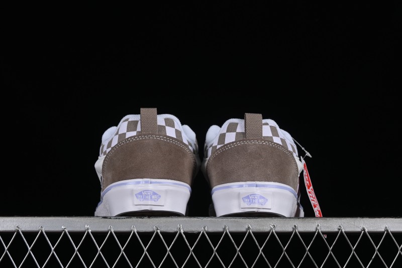 Vans Classics Knu Skool Retro Chunky Sneakers in Light Brown/Lilac Checkerboard - VN0009QC0AK