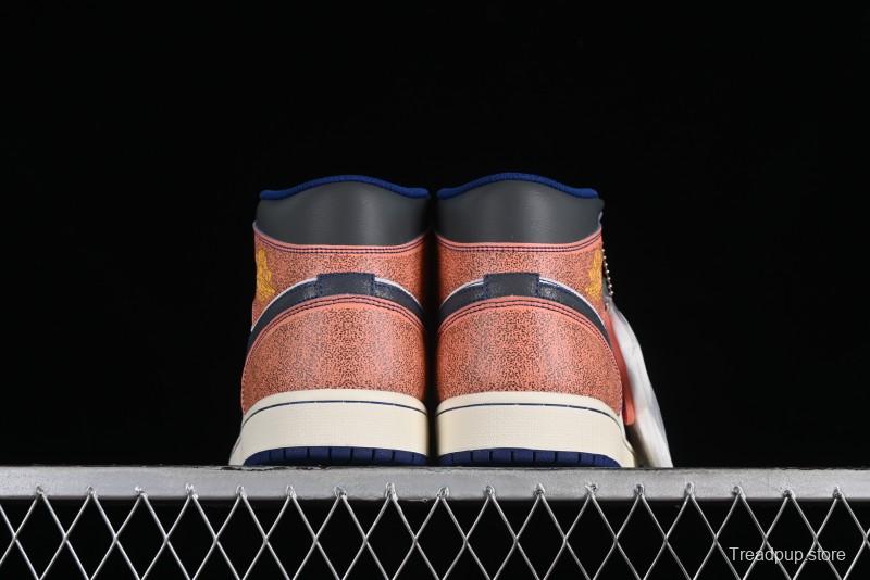 Nike Air Jordan 1 Mid "Flight Vintage" Retro Basketball Shoes with Washed Color Design - FV3619-106