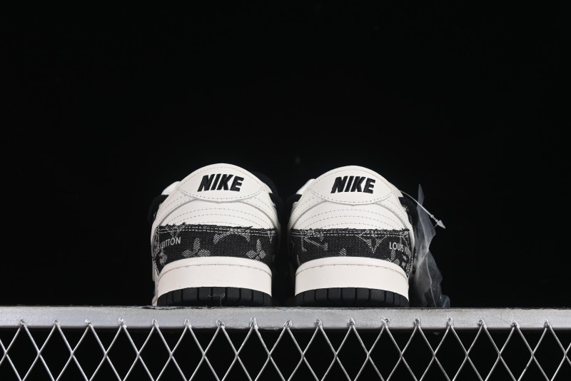 Nike SB Dunk Low LV Collaboration - Black Denim Print Anniversary High-End Custom Low-Top Casual Skate Shoes - SJ2068-238