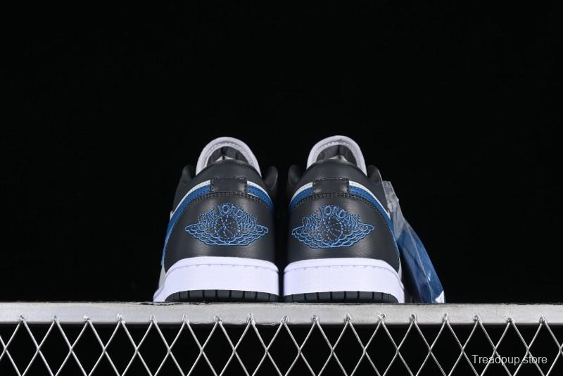 Nike Air Jordan 1 Low AJ1 Black Grey Blue Swoosh Low-Top Lifestyle Basketball Shoes - DC0774-040