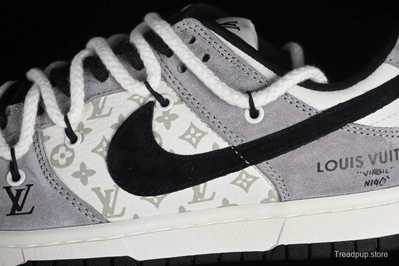 Nike SB Dunk Low LV Collaboration - Grey Pigskin Print Anniversary High-End Custom Low-Top Casual Sneakers - SJ2068-232