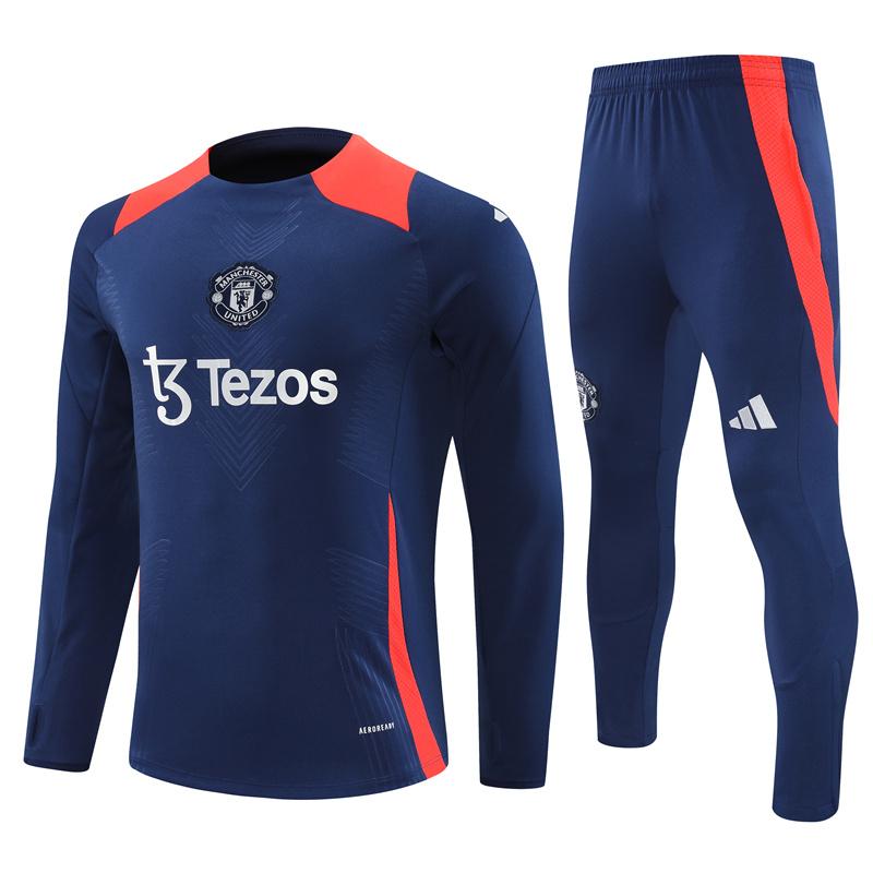 24/25 Kids Manchester United Navy Half Zipper Jacket+Long Pants