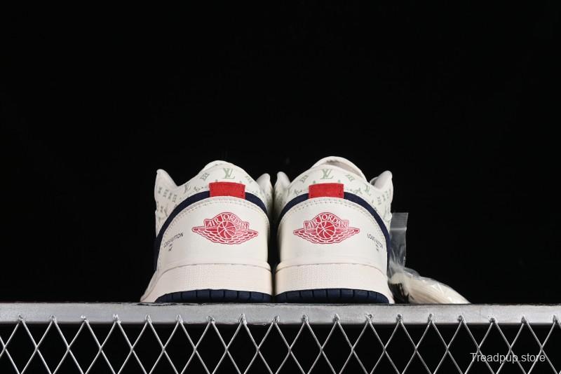 Nike Air Jordan 1 Low LV Collaboration Retro Casual Sneakers in Beige Orange - WG8850-001