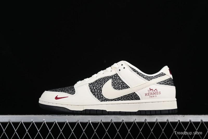 Nike SB Dunk Low Hermes Collaboration - Beige Swoosh Anniversary High-End Custom Low-Top Casual Skate Shoes - XD6188-038