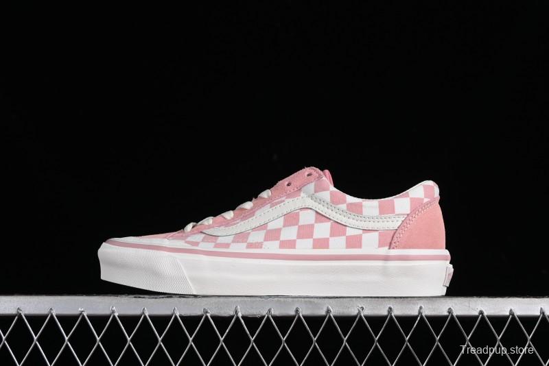Vans Old Skool Reissue 136 Pink Checkerboard Low Top Retro Canvas Shoes - VN000MT6EBQ