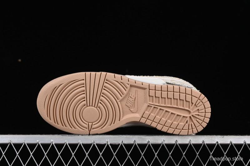 Nike SB Dunk Low LV Collaboration - Yellow Denim Beige with Yellow Swoosh Anniversary High-End Custom Low-Top Casual Skate Shoes - DJ2024-007