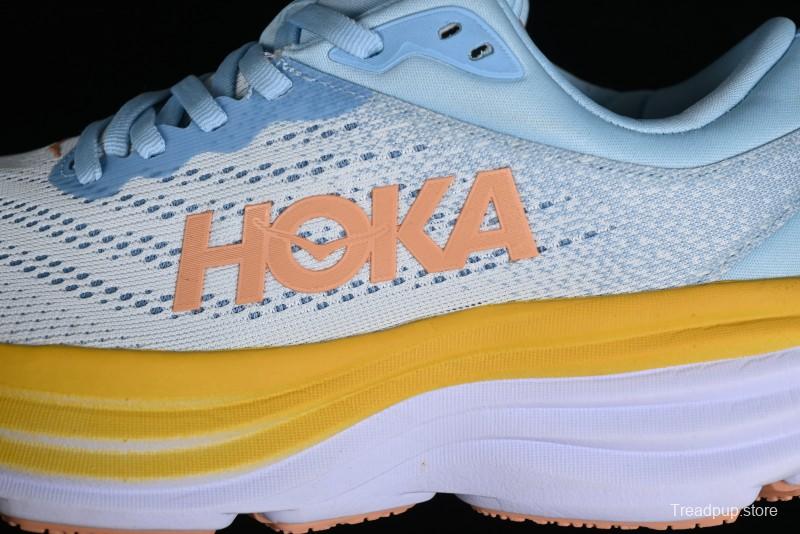 HOKA ONE ONE Bondi 8 Functional Cushioned Running Shoes with Engineered Mesh Upper - 1127954 SSCA