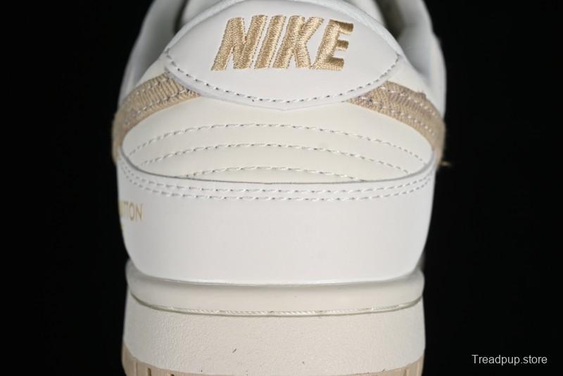 Nike SB Dunk Low LV Collaboration - Khaki Denim Anniversary High-End Custom Low-Top Casual Skate Shoes - XP3802-337