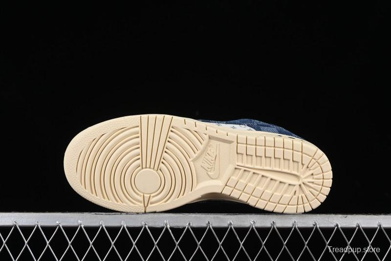Nike SB Dunk Low LV Collaboration - Denim Checker Anniversary High-End Custom Low-Top Casual Skate Shoes - JH8310-949