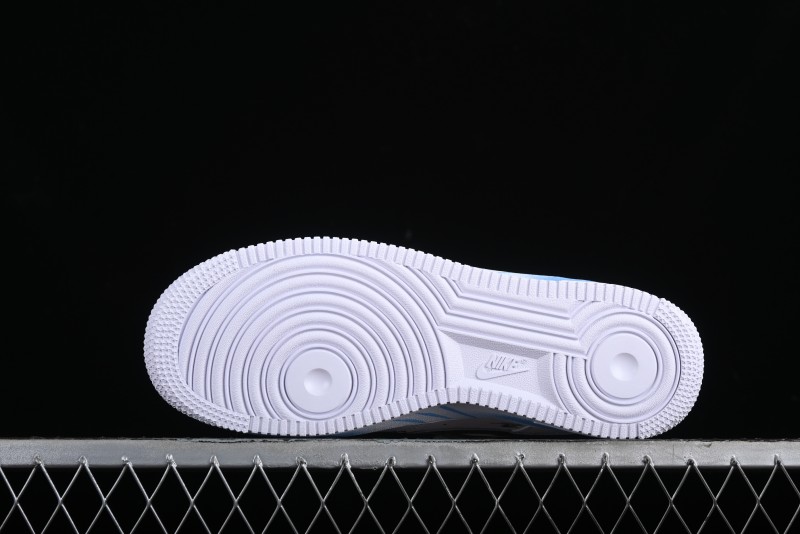 Nike Air Force 1 '07 Low Casual Sneakers with Anime-inspired Blue Spray Paint Design - CW2288-111