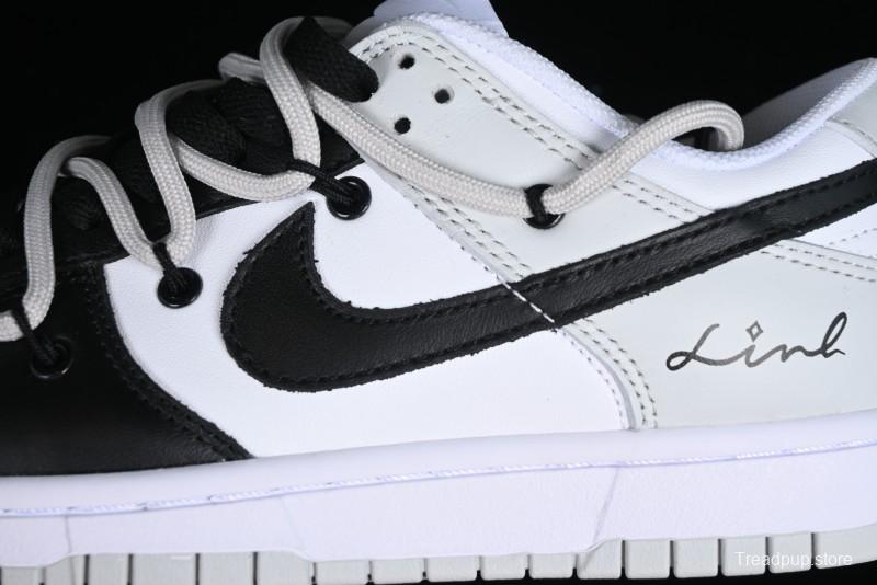 Nike Dunk Low Leather Letter High Street Deconstructed Black Grey SB Strap Low Top Casual Sneakers - DV0831-101