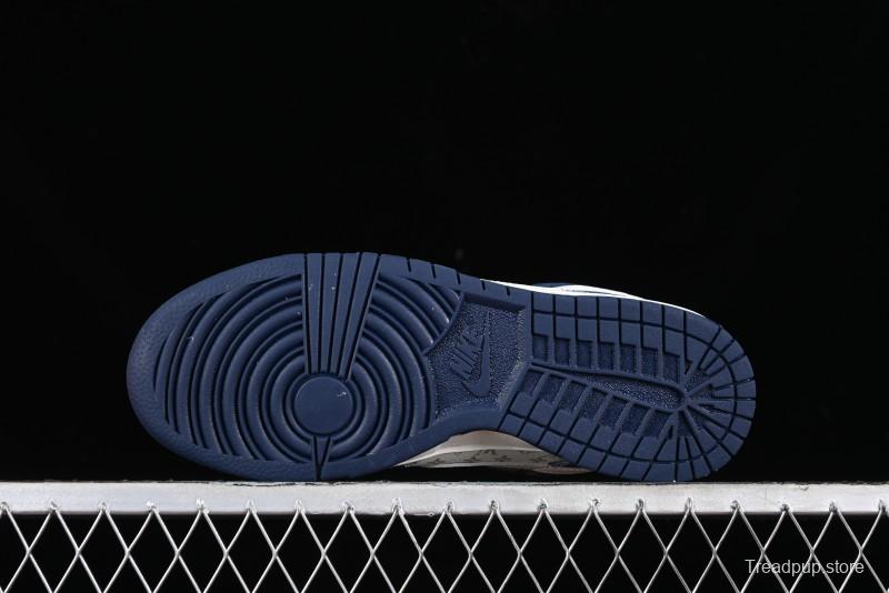 Nike SB Dunk Low LV Collaboration - Blue Denim Print Anniversary High-End Custom Low-Top Casual Sneakers - FC1688-162