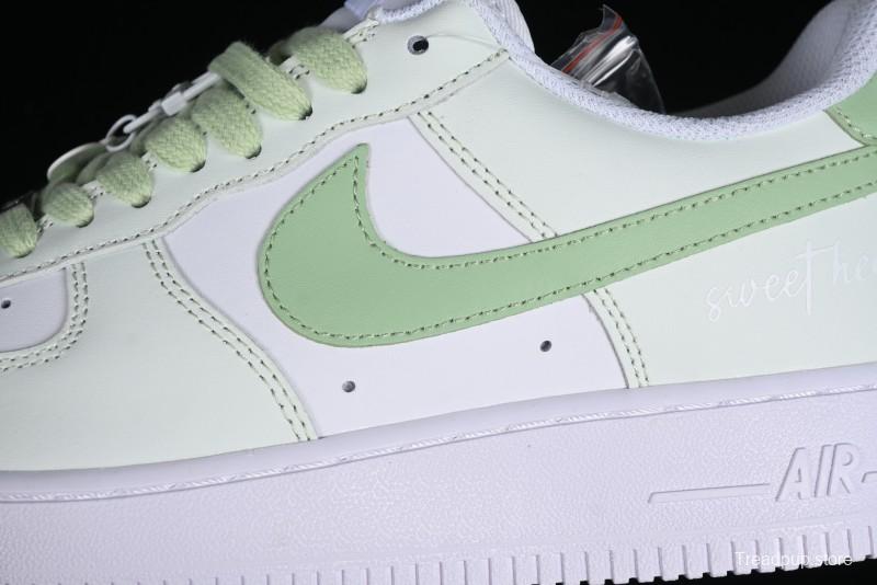 Nike Air Force 1 '07 Low Casual Sneakers with Anime-inspired Green Apple Spray Paint Design - DY8899-002