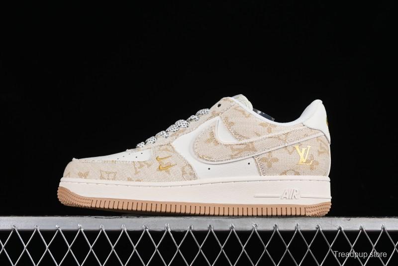 Nike Air Force 1 '07 Low V Collaboration - Khaki Mini Swoosh Low-Top Casual Sneakers - SJ2088-001