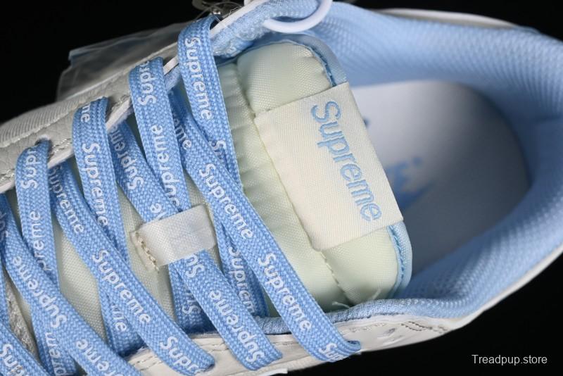 Nike SB Dunk Low Supreme Collaboration - Sky Blue Canvas Anniversary Custom Low-Top Casual Skate Shoes - BB6698-513