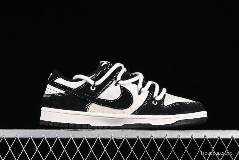 Stussy x Nike Dunk Low SB Sneakers in Beige Black Swoosh - SJ2068-252
