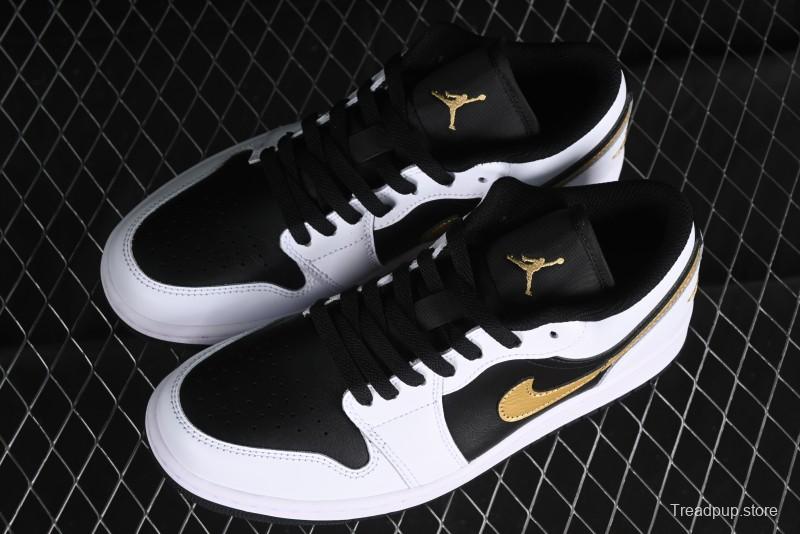 Nike Air Jordan 1 Low AJ1 Black White Gold Hook Basketball Shoes - 553558-172