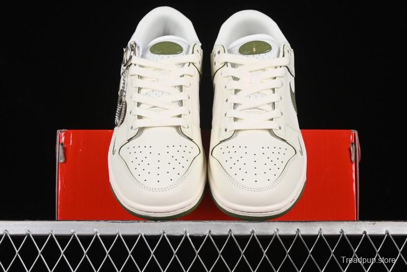 Nike SB Dunk Low Supreme Collaboration - Off White Dark Green Check Anniversary High-End Custom Low-Top Casual Skate Shoes - DQ1098-393