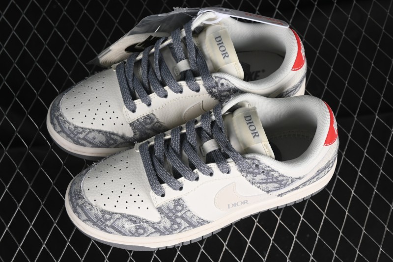 Nike SB Dunk Low Dior Collaboration - Suede Gray Anniversary High-End Custom Low-Top Casual Skate Shoes - XY1688-004
