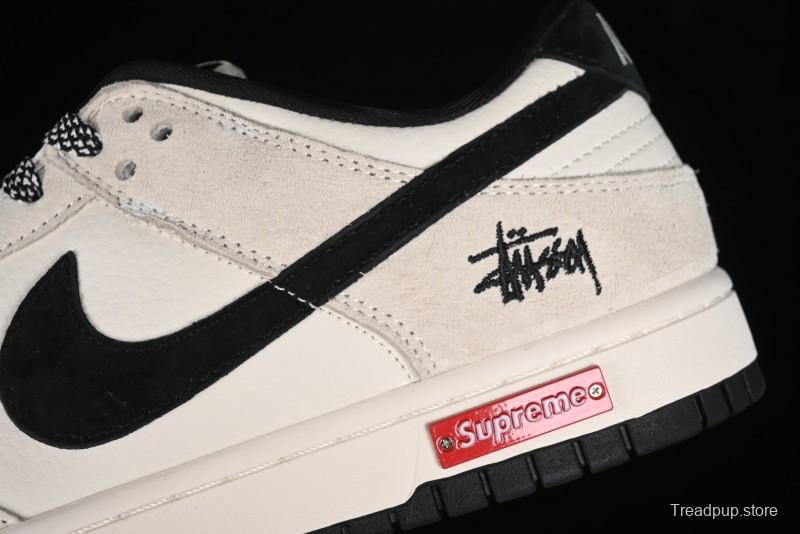 Nike SB Dunk Low x Supreme x Stussy Triple Collaboration Off-White Black Swoosh Anniversary High-End Custom Low-Top Casual Skate Shoes - SJ2068-270