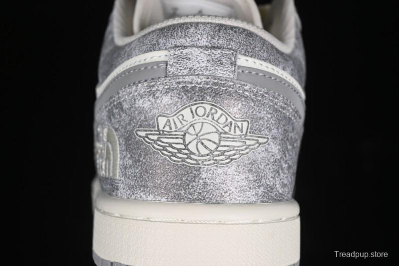 Nike Air Jordan 1 Low AJ1 The North Face Collaboration - Rock Gray High-End Custom Retro Basketball Shoes DC2024-023