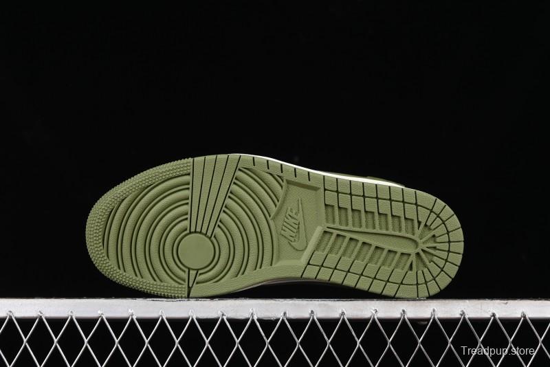 Nike Travis Scott x Fragment Design x Air Jordan 1 Low OG SP AJ1 Retro Sneakers in Sail Military Green - DM6688-602