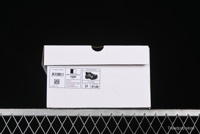 Dior Chrono Round Toe Lace-Up Lifestyle Casual Running Sneakers - 6865 BLACK WHITE