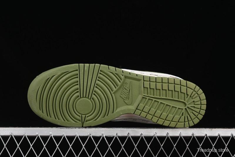 Nike SB Dunk Low Gucci Collaboration - Subtle Pattern Beige Green Swoosh Anniversary Custom Low-Top Casual Sneakers - KK1888-006