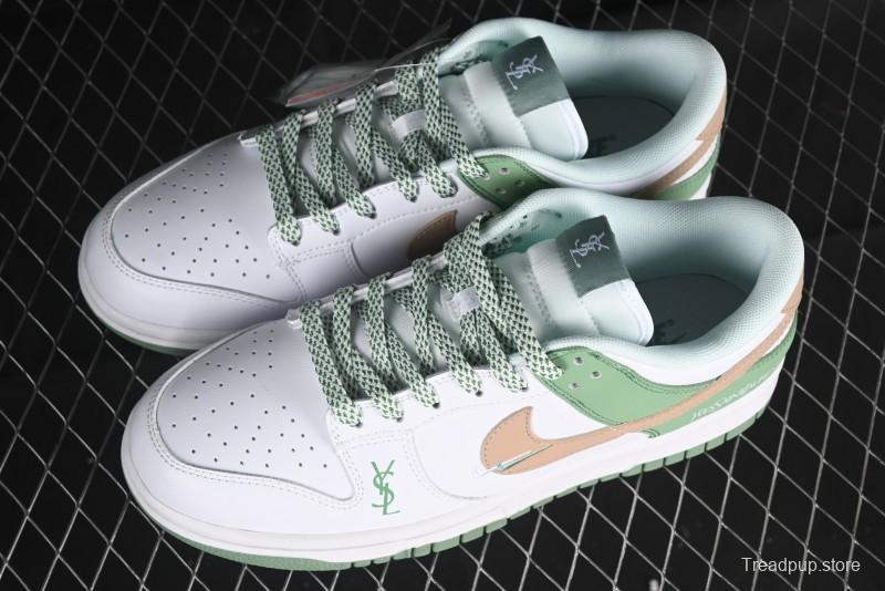 Nike SB Dunk Low YSL Series - White Green Brown Swoosh Anniversary High-End Custom Low-Top Casual Sneakers - GF2409-169