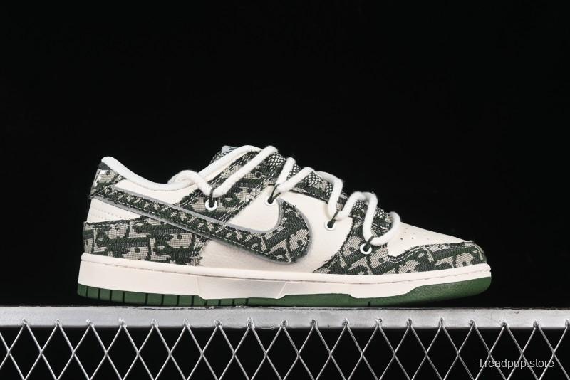 Nike SB Dunk Low Dior Collaboration - Strap Woven Green Check Anniversary High-End Custom Low-Top Casual Skate Shoes - SJ2068-309