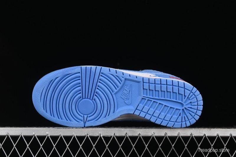 Nike SB Dunk Low Supreme Collaboration - Woven Blue Swoosh Anniversary Custom Low-Top Casual Skate Shoes - KK1888-015