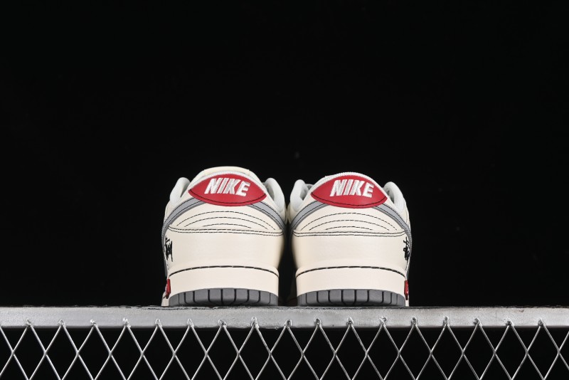 Nike SB Dunk Low Stussy Collaboration - Light Grey White Anniversary High-End Custom Low-Top Casual Skate Shoes - SJ2068-302