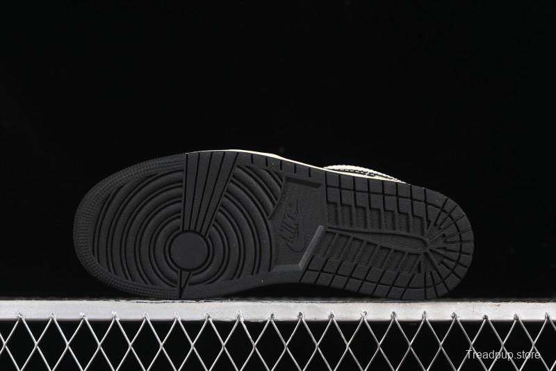 Nike Air Jordan 1 Low "Coconut Milk Black" Casual Basketball Shoes with Contrast Swoosh - HQ3437-101