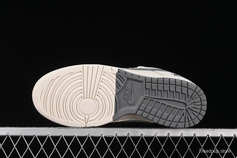 Nike SB Dunk Low Stussy Collaboration Patch Grey White Dark Grey Swoosh Anniversary Custom Low-Top Casual Skate Shoes - MM1089-024