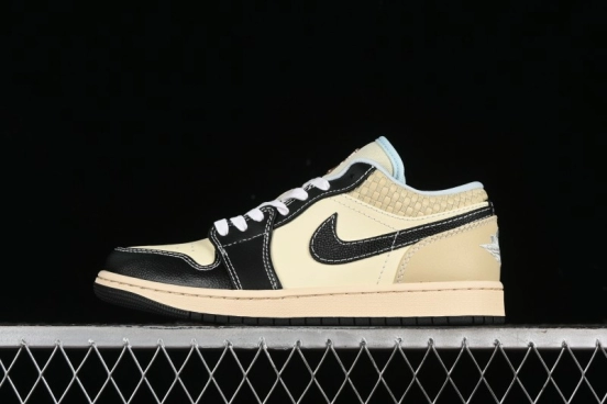 Nike Air Jordan 1 Low "Coconut Milk Black" Casual Basketball Shoes with Contrast Swoosh - HQ3437-101