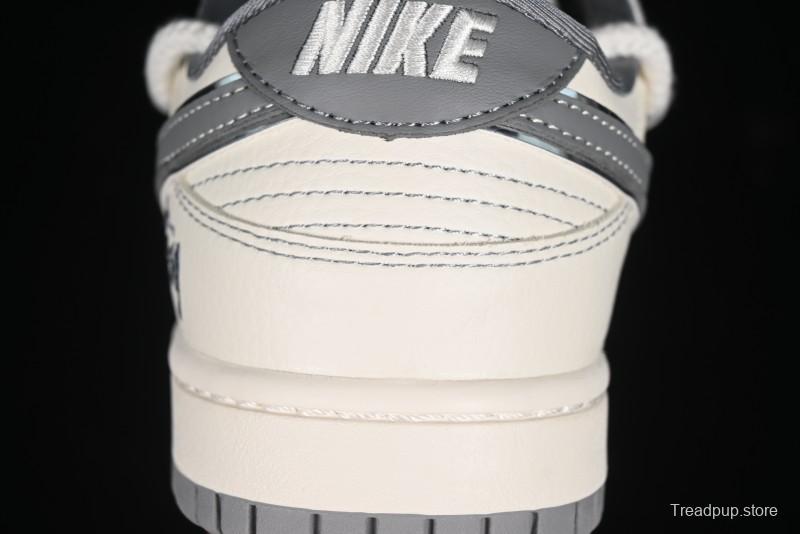 Nike SB Dunk Low Stussy Bandana Grey Check Anniversary Custom Low-Top Casual Skate Shoes - SJ2068-310