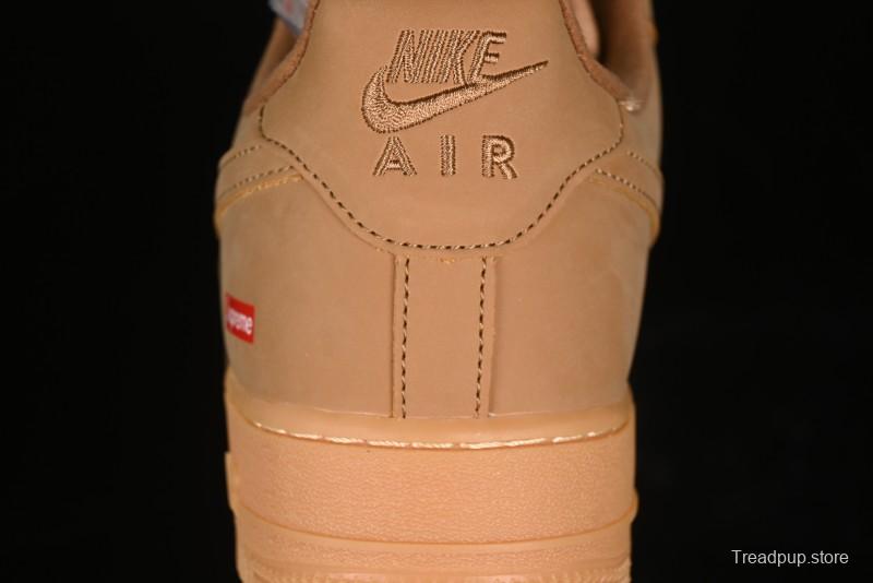 Nike Supreme x Air Force 1 Low Casual Sneakers in Wheat Suede with Full-Length Air Cushion - DN1555-200