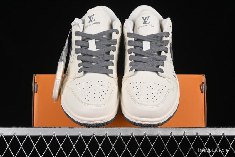 Nike Air Jordan 1 Low LV Collaboration Print Off-White Retro Basketball Shoes - WG8850-010