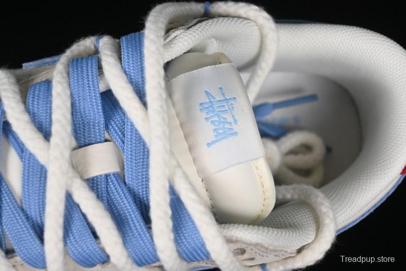 Nike SB Dunk Low Stussy Anniversary Edition Customized Low-Top Casual Skate Shoes with Blue Swoosh - SJ2068-279