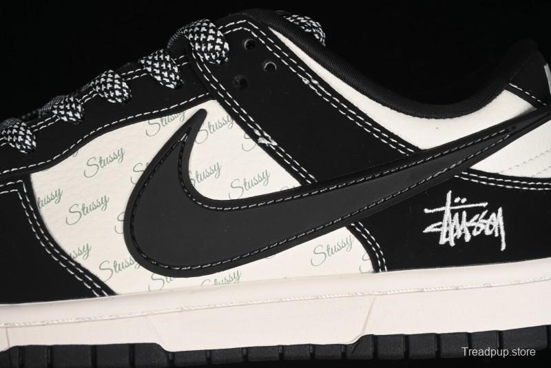 Nike SB Dunk Low x AMBUSH x Stussy Collaboration - Black Stitch Anniversary Custom Low-Top Casual Sneakers - XX2025-358