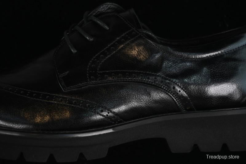 Ecco Block Brogue Business Derby Round Toe Genuine Leather Dress Shoes - 63667201001