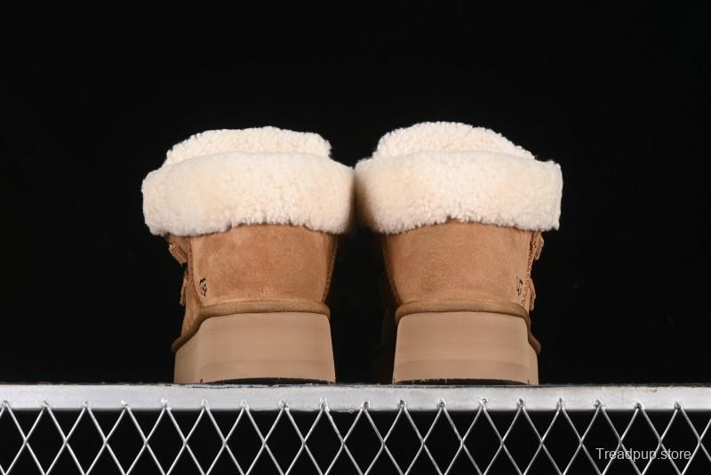UGG Classic Mini II Fur Lace-Up Platform Short Boots with Treadlite Outsole - 1143954