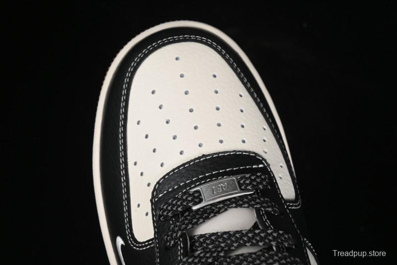 Nike Air Force 1 '07 Low Stussy Collaboration - Black Gum Marked Swoosh Low-Top Casual Sneakers - XZ9688-001