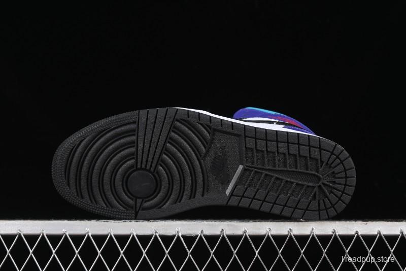 Nike Air Jordan 1 Mid AJ1 Lakers Colorway Black White Purple Mid-Top Casual Sneakers - DQ8426-154
