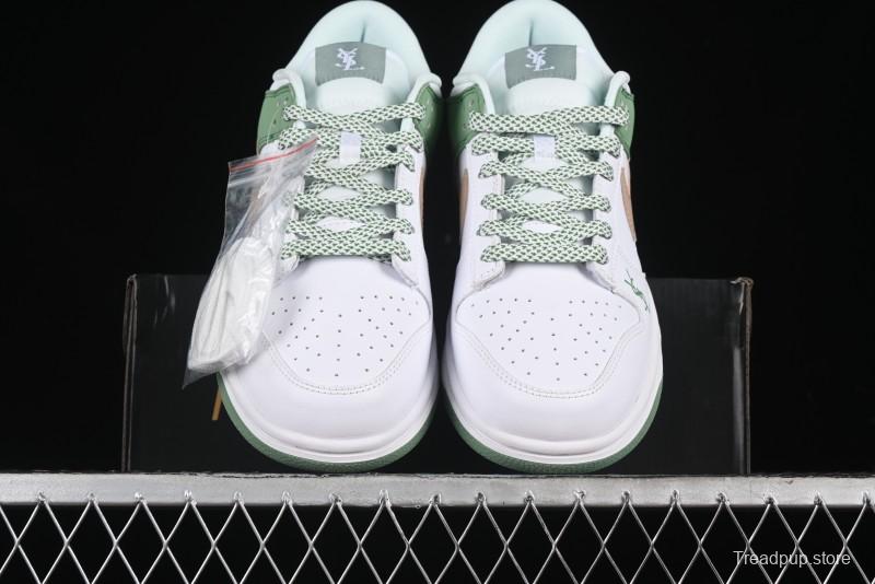Nike SB Dunk Low YSL Series - White Green Brown Swoosh Anniversary High-End Custom Low-Top Casual Sneakers - GF2409-169